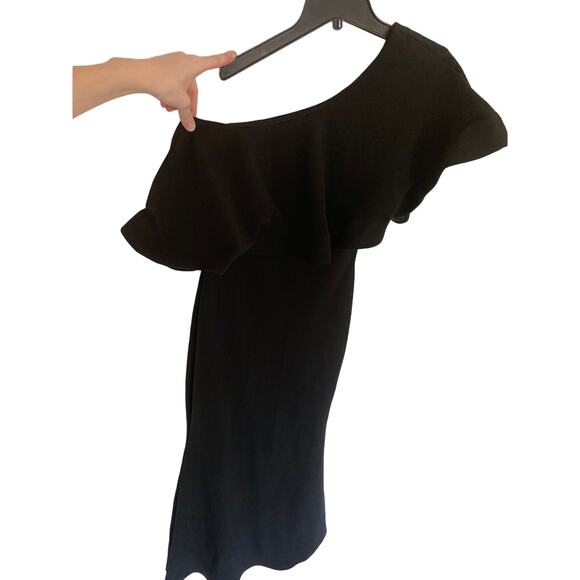 Lulus Last Forever one shoulder dress women’s size M black ruffle event elegant - Picture 3 of 5